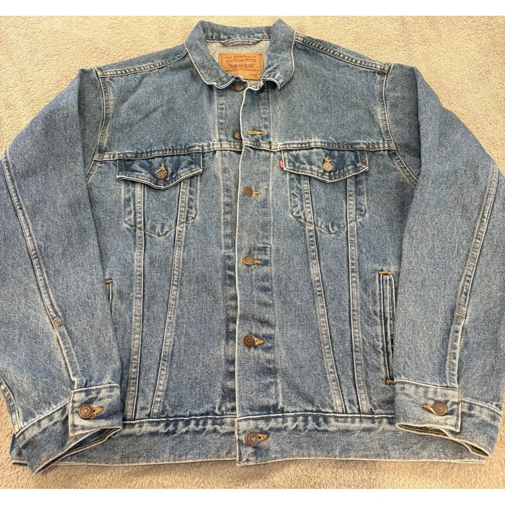 Vintage 90s Levi's 70507 Type III Trucker Jacket USA Made Large Denim Blue Faded - Picture 2 of 16